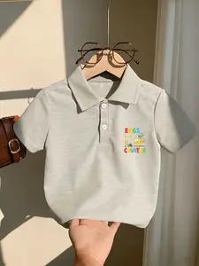 Boys' Easter Excavator Egg Print Polo Shirt, Soft and Comfortable, Perfect for School, Kindergarten, Family Gatherings, Casual Wear