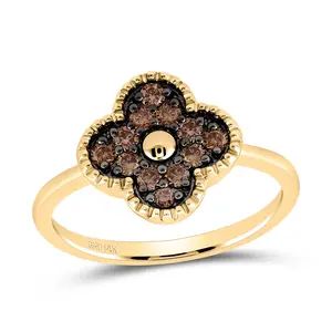 1/3Ctw-Nat Dia Cognac Natural Gift Clover Ring  (2.85 grams)
