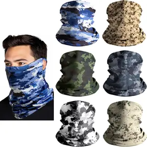 6 Pack Neck Gaiter Face Mask: Breathable Windproof Face Cover High Elastic Earloop Bandana for Men Women Camouflage UV Protection