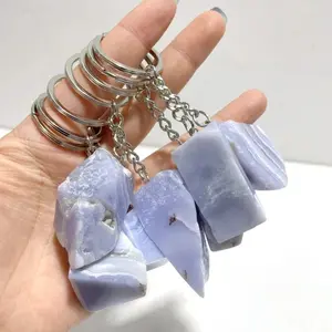 Raw Stone Keychain - Blue Lace Agate