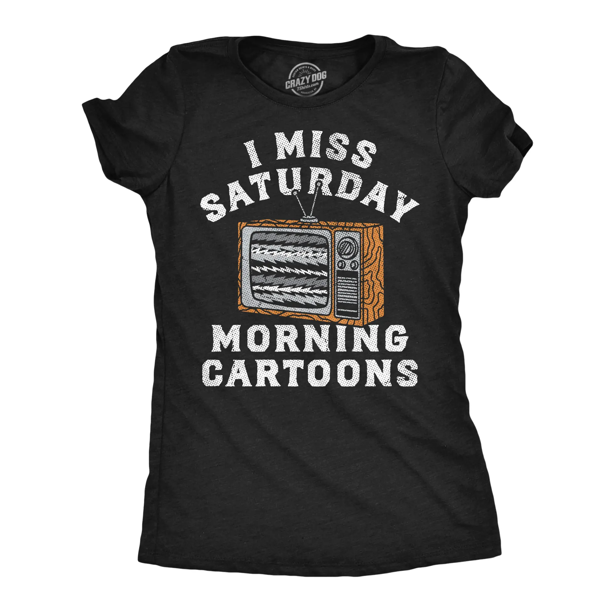 Womens Funny T Shirts I Miss Saturday Morning Cartoons Tee For Ladies Funny Womens T Shirts Cute Vintage Fashion Casual Ladies T-Shirt Gift Funny Vintage Top Women's Novelty Tees Black -