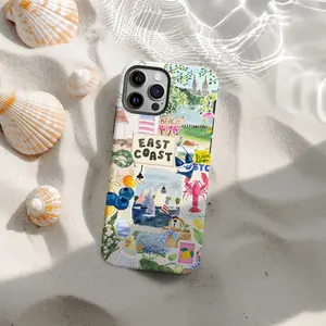 Italian summer patchwork phone case, beach-themed summer phone case, compatible with iPhone 17/16/15/14/13/12/11 Pro Max/Plus/Pro, Samsung Galaxy S26/S25/S24/S23 Ultra series, simple and stylish phone case, perfect for travel and gifting.