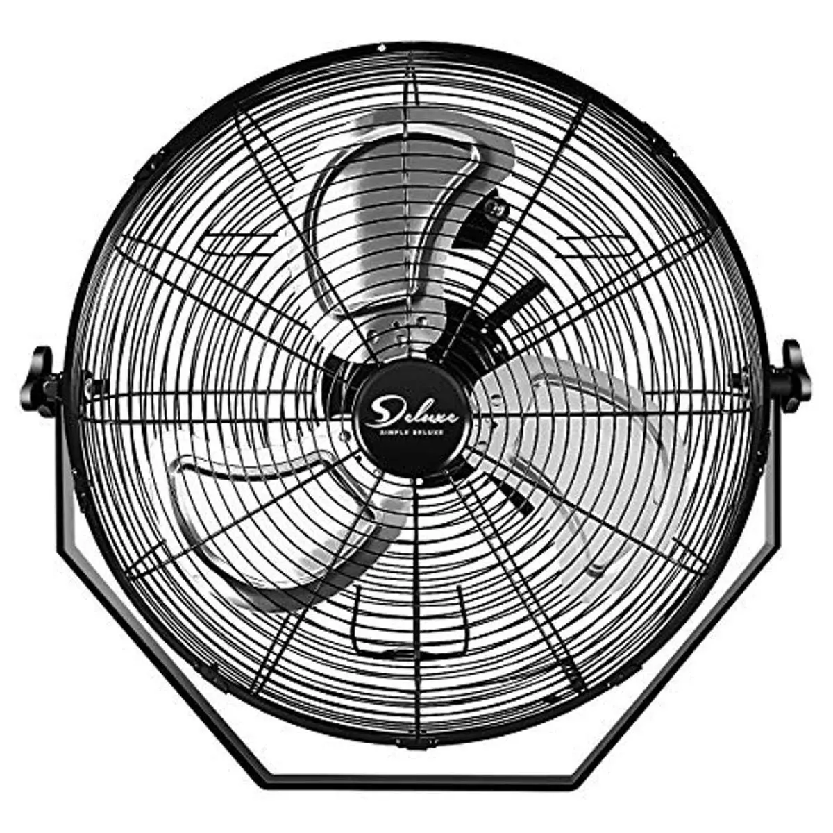 Simple Deluxe Industrial Wall Mount Fan - 3 Speed High Velocity Metal Model with Newest Dual Ball Bearing, Tilt, Quiet Operation, 360° Cooling for Commercial/Residential Use (Black, Various Specifications)