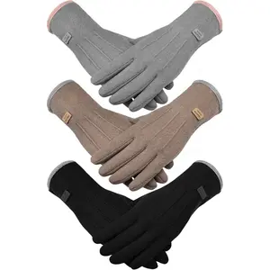 3 Pairs Women Winter Touchscreen Gloves Thermal Texting Windproof Cold Weather Gloves with Warm Fleece Lining