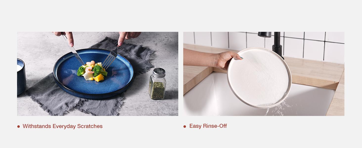 Famiware Star Dinnerware Set for 6, Stoneware Plates and Bowls Sets, 18 Piece Dishes/Tableware/Dinner Set Kitchenware Ceramics