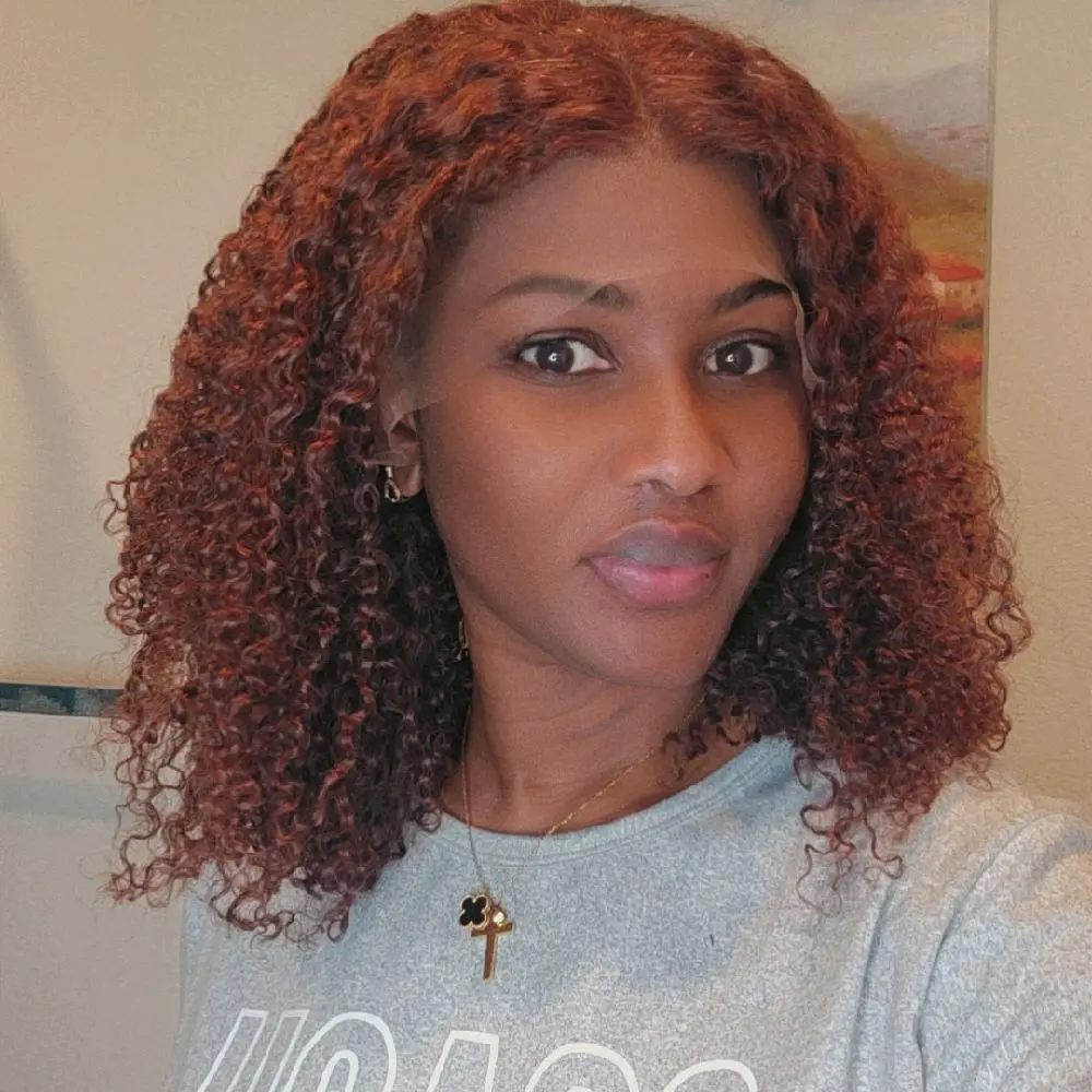 12inches Ginger Deep Wave Wig for Women Natural Look Curly Hair Extension