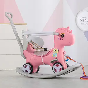 Rocking Horse for Kids,Child Rocking Horse Toy,Toddler Ride on Toys,Rocking Horse for Toddlers,Balance Bike Ride On Toys with Push Handle, Backrest and Balance Board for Baby Girl and Boy, Unicorn Kids Riding Gift for Children's Birthday Christmas Day