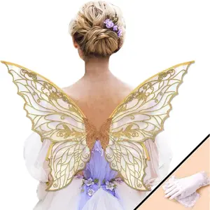 Fairy Wings for Women & Girls, Butterfly Costume Set with Lace Gloves, Large 31.5" Adult Cosplay for Halloween Party
