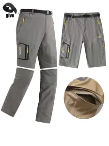 Men's Quick Dry Convertible Pants Casual Outdoor Style 100% Nylon Lightweight Fabric Zip Off Legs Zipper Cargo Pockets Adjustable Waist for Outdoor Sports and Travel