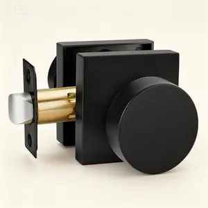 Matte Black Passage Door Knobs, Zinc-Alloy Heavy Duty Closet Door Knobs, Contemporary Hallway Door Knob Set, Durable Interior Door Hardware, 1-Pack Matte Black Door Knob for Bedroom and Closet