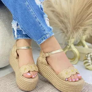 Anjie Colombian Wedge Sandals Handcrafted Yute Sole 2.1/4 Inch Comfortable Summer Footwear Eco-Friendly Beige Walking Shoes for Women's Stylish Summer Wardrobe Natural Material Authentic Design