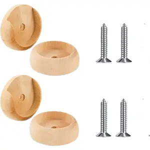 2 Complete Set Wooden Closet Pole Sockets and Screws Universal Solid Wood Rod Holders Fit Standard 1-3/8" Pole for Closet Coat Curtain Organization