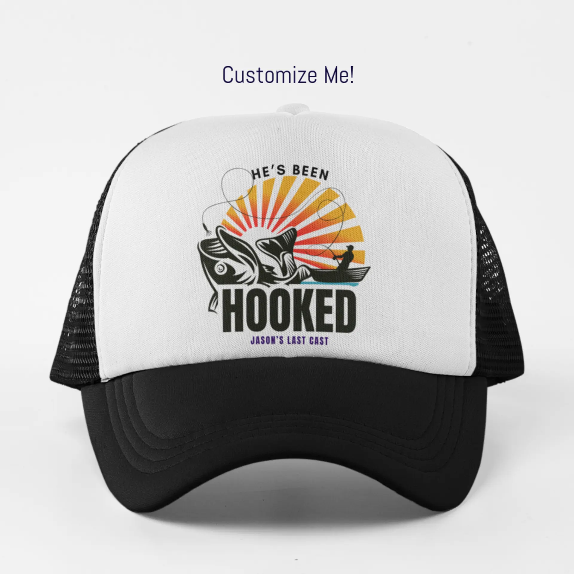 Custom FISHING Party Bachelor Trucker Hat – Personalized Fish Design for Bachelor Party or Guys Trip | Bachelor Party Hats, Groomsmen Hats, Fish Theme Camping Accessories, Matching Group Hats