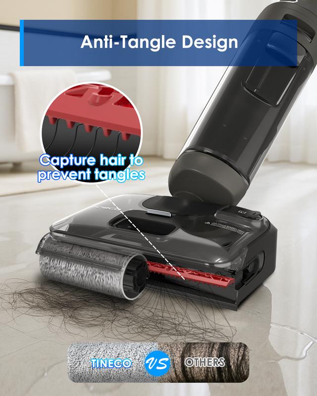 Tineco FLOOR ONE i6 Stretch Wet Dry Vacuum Cleaner,Vacuum & Mop in One Step,20kPa Powerful Suction,180° Lay-flat Design,Anti-Tangle Design,Full-path Self-cleaning&5min Drying with 85℃(185℉) Air,Up to 40* minutes Runtime,Upgraded Pouch Cell