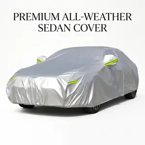 Premium All-Weather Sedan Car Cover, Waterproof UV Snow Protection, Heavy Duty Windproof w/ Night Reflective Stripes