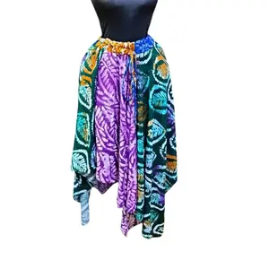 Colorful Adire Asymmetric Skirt Featuring Batik Print for Stylish Outfits