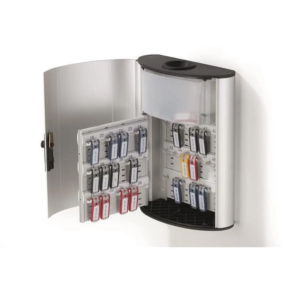 Durable Office Products  Key Box Plus for 54 Key Tags with Drop Box - Combination Lock, Silver, Large Storage Key Cabinets