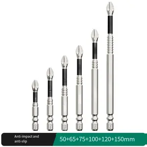 6pcs Impact Non-Slip Cross Head Superhard Strong Magnetic Electric Screwdriver Air Covered S2 Hand Drill Set、fathersdaygifts