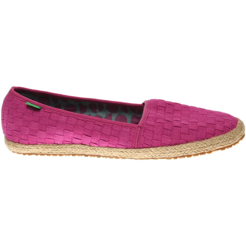 Sanuk Womens Basket Case Woven Slip On Flats Casual - Pink