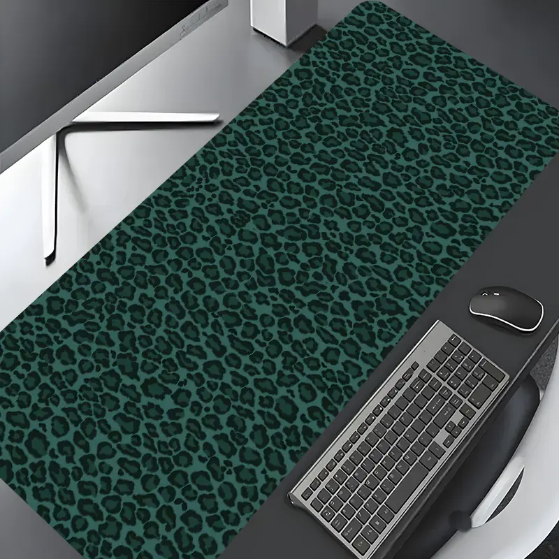 Wild Retro Dark Green Leopard Print Large Gaming Mouse Pad,Desktop Protection Pad,Desk Accessories,Computer accessories for desk,Washable Rubber Pad Non-Slip Lock Edge Multi-Size Mouse Pad,Suitable For Home Office,Gift for Family and Friends