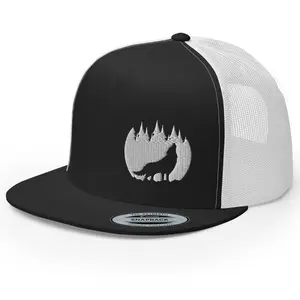 RIVEMUG Animal | Wolf Trucker Hat | Flat Bill | High Crown | Adjustable Mesh Snapback Cap for Men and Women