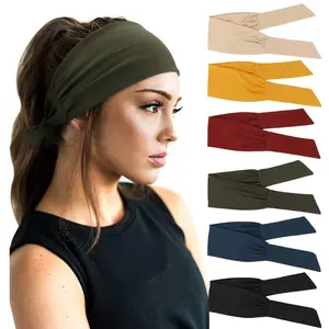 6 Pack Adjustable Headbands for Women Knotted Headbands Cotton Elastic Non-Slip Fashion Hair Bands for Workout Running Yoga Sports Headbands