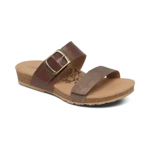 Aetrex Daisy Adjustable Slide - Brown | Women's Orthotic Slides with Arch Support for Foot Pain Relief