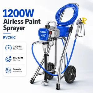 Airless Paint Sprayer for Walls, Fence & Furniture, RVCHIC High Pressure Electric Paint Spray Machine with Portable Cart, 3300 PSI, 35FT Hose, Extension Rod, Smooth Finish for Home DIY Projects