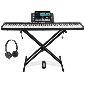 STRICH Electronic Piano 88-Key Semi-Weighted w/ Stand, Pedal & Music Rest – 900 Sounds, 700 Rhythms, Portable for Beginners, Black, SEP-150