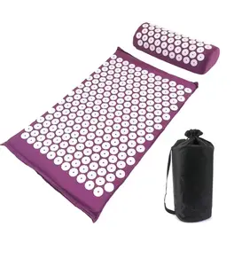 Cooling Massager Cushion Massage Yoga Mat Acupressure Relieve Pain Stress Back Body Pain Spike Mat Acupuncture Mat and Pillow Set for Relaxation