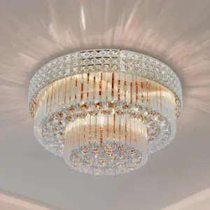 23.6 Inch-Double Crystal Ceiling Light-E14 Base/Remote Controllable/Comes with LED Light Piece 23.6 Inch-Double Crystal Ceiling Light-E14 Base/Remote Controllable/Comes with LED Light Piece