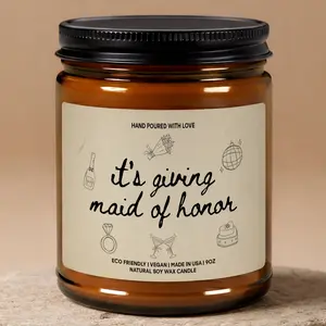 MAKEAGIFT It's Giving Maid Of Honor Candle, Wedding Shower Gifts, Bridal Shower Gift, Bridesmaid Candles, Wedding Shower Gift, Bachelorette Party Gift
