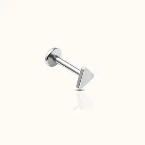 Triangle Shaped Threadless Labret Titanium Flat Back Earring