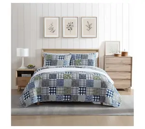 Eddie Bauer Cozy Patchwork Blue Full/Queen Quilt Sham Se