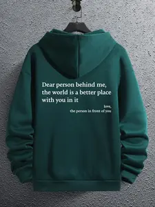 Men's Letter Print Pocket Drawstring Graphic Hoodie for Spring, Essentials Hoodie for Men, Casual Soft Drop Shoulder Long Sleeves Hooded Sweatshirt Pullover Tops, Lazy School Streetwear Outfit, Going out Outfits, Menswear Fabric Fashion