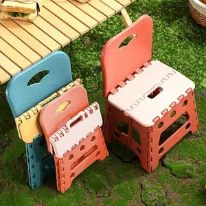 Non-Slip Folding Step Stool with Back Support for Kids,11" Thick Mini Folding Chair, Portable Foldable Stool, Strong Load Capacity,Flat After Folding,Easy to Carry, Outdoor Picnic Camping Fishing Travel Home Guests Plastic Step Stool Stepping Stool