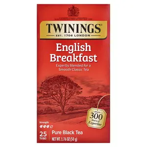 Twinings Pure Black Tea, English Breakfast, 25 Tea Bags, 1.76 oz (50 g)
