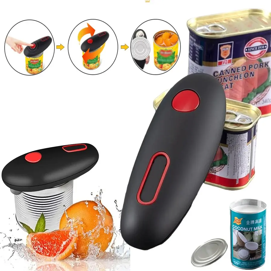 Electric Can Opener - 1-Touch Portable Kitchen Utensil for Hands-Free Opening of Cans, Jars, Bottles