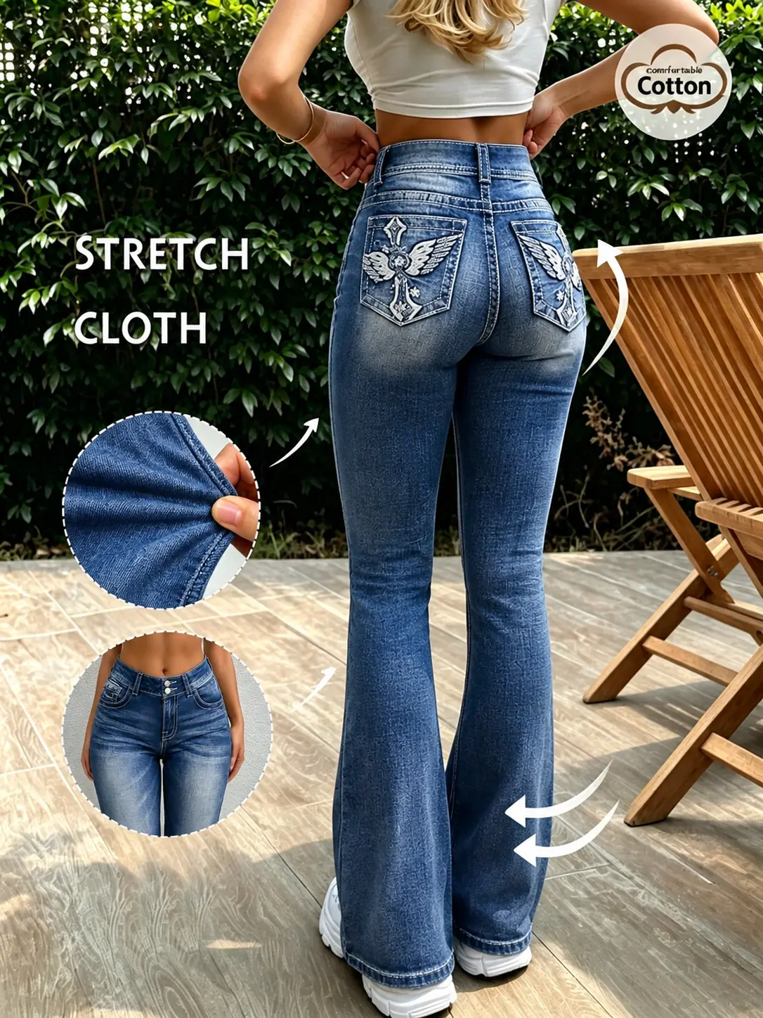 Butt Lifting Bootcut Stretchy Casual Fall Winter Trendy Jeans | Flare Leg Jeans for Women, Bootcut Jeans for Women, Stretch Comfort, Stretchy