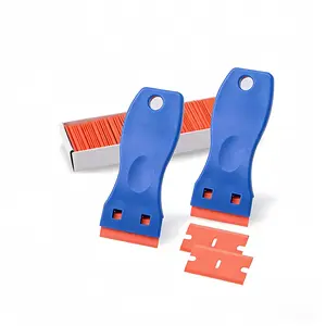 Plastic Razor Blade Scraper,2pcs Scraper Tool,100pcs Plastic Blades,for Cleaning Scraper Remover for Stickers,Decals,Adhesive,Labels,Paint from Glass,Car,Window,Caulk,No Scratches Lightweight Kit Kit Kit