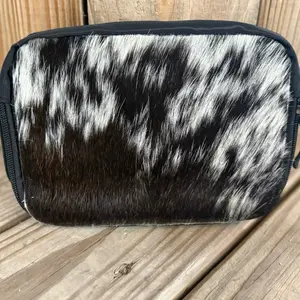 Real Cowhide Crossbody Bags with Multiple Storage Compartments Customizable in Brown and White or Black and White Perfect for Everyday Use
