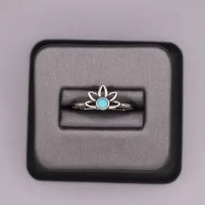 Sterling Silver Stone Ring - Lotus Flower Turquoise