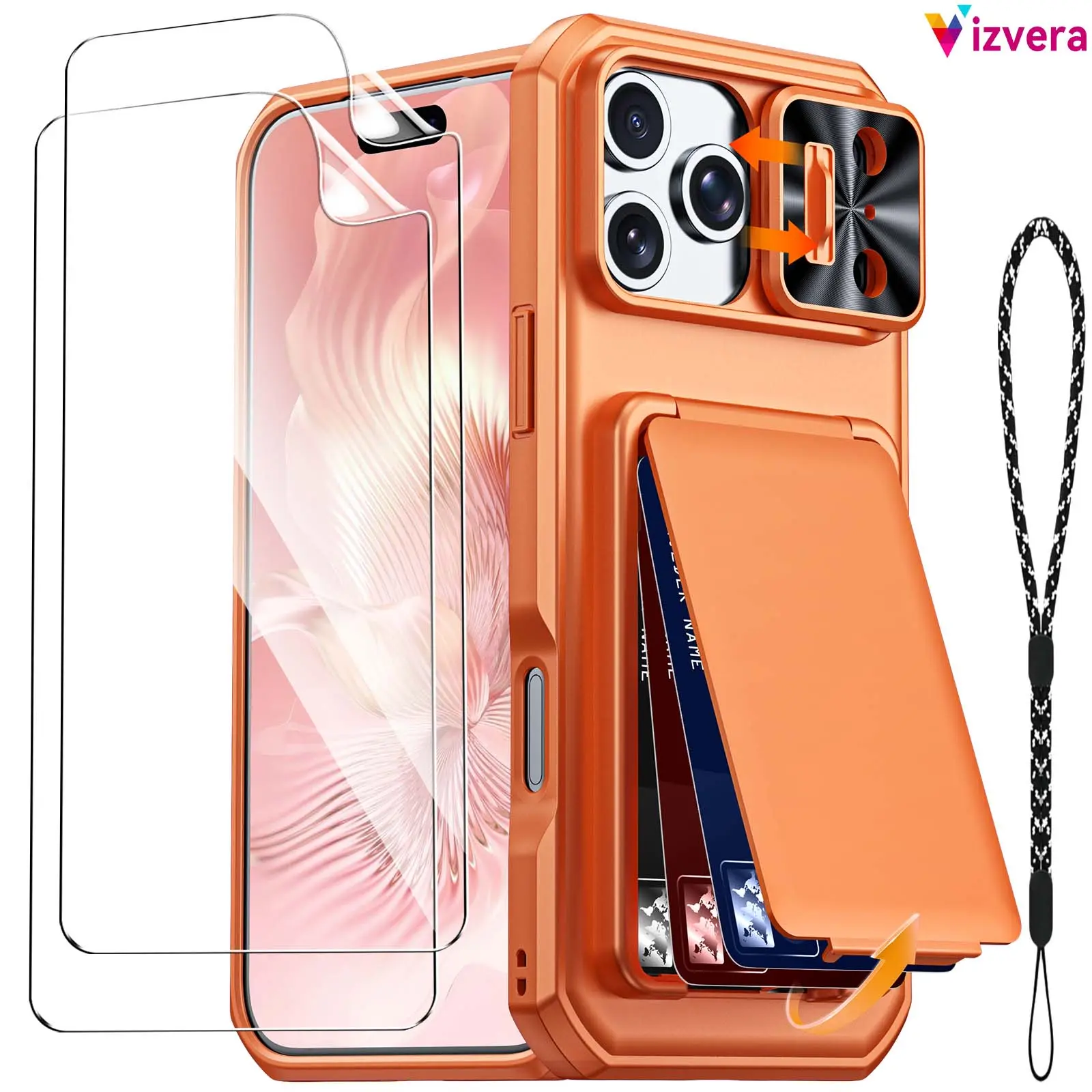 Vizvera for iPhone Pro Max Wallet Case| Card Holder (3–5) + Cash | RFID Blocking | Camera Cover | Kickstand | Drop Protection | 2 Screen Protectors | iPhone 17 Pro Max| iPhone 16 Pro Max| iPhone 15 Pro Max#SummerVibes，phone case，TikTokShopDealsforYouDays