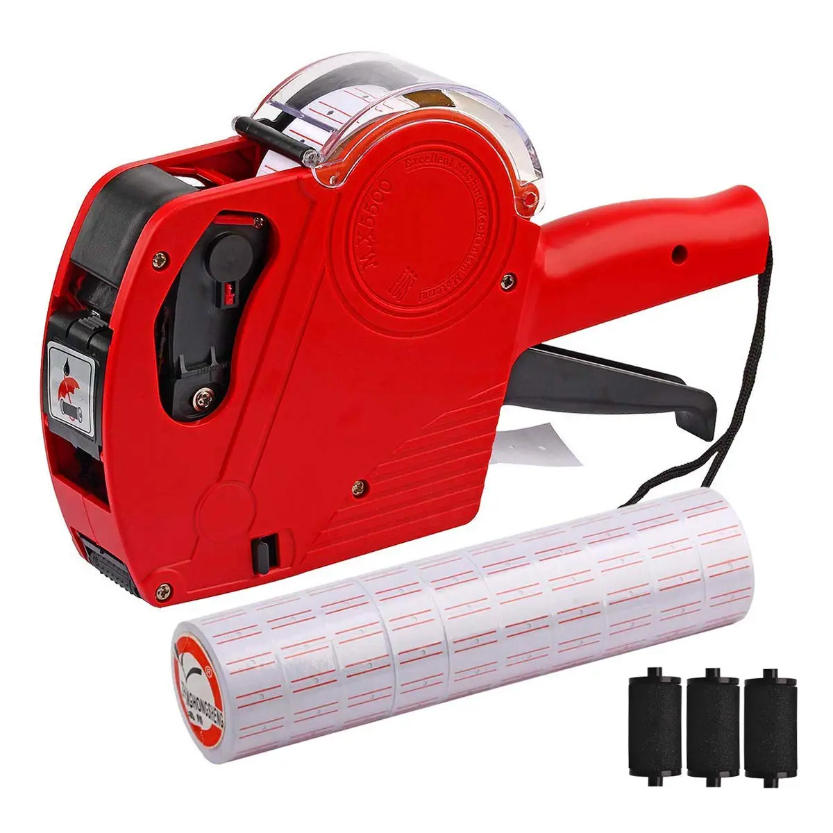 MX-5500 8-Digit Compact Form Label Printer Kit, ABS Plastic Portable Price Tag Gun with Easy Click Function, 5000 Sticker Labels & 3 Ink Refills to Print Tags for Office, Retail Stores