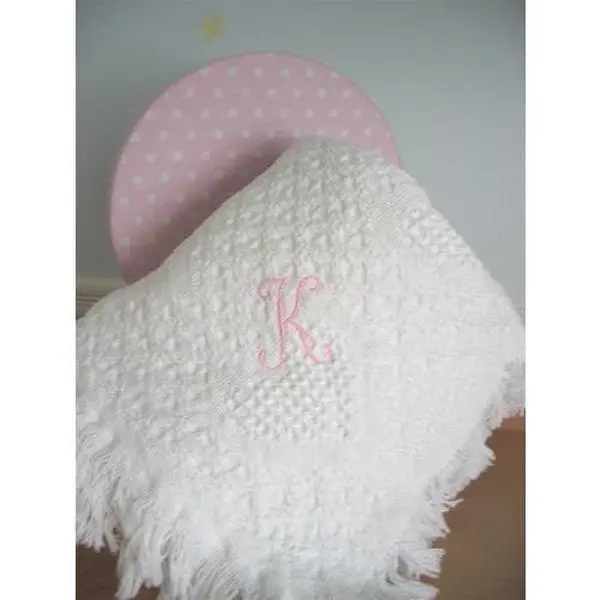 Monogrammed Cotton Throw Blanket