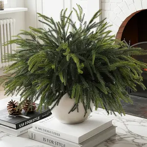 24 Pcs 24" Norfolk Pine Stems – Artificial Evergreen Branches for DIY Christmas Garlands, Wreaths & Home Decor