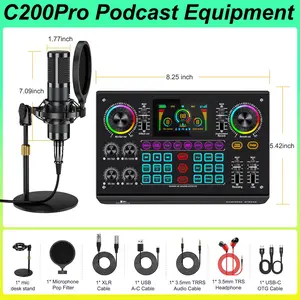 Ideanthro C200 PRO-P15 Sound Card Kit Dual-core DSP Audio Mixer with Dual Microphone & Headphone Connectivity Adjustable Tone Voice Changer for PCs & Mobile Devices