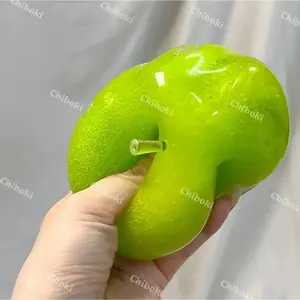 Green Apple Slushie Squishy Fidget Toy Crunchy Moldable Non-Bounce Sensory Stress Reliever Medium Grip Strength Slow Rising Gift