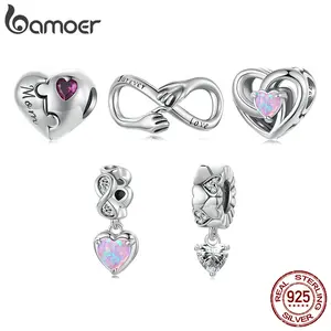 2025 New Solid 925 Sterling Silver Inifinite Heart Charm fit Original Bracelet DIY Jewelry Accessories Beads