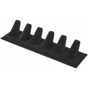 Plymor Ring Finger Display, Six on Rectangular Base, 7.625" W x 2.125" D x 1.625" H